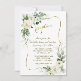 Invitación Recepción de Boda Elegante Flores de Marfil Blanco