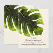 Recepción de boda elegante hoja de palma tropical
