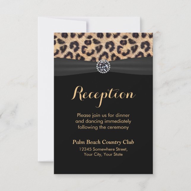 Invitación Recepción de Boda Elegante Leopardo de Diamantes B (Anverso)
