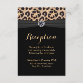 Invitación Recepción de Boda Elegante Leopardo de Diamantes B