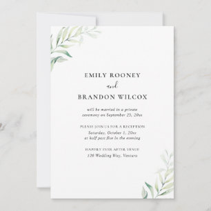 Invitación Recepción de Boda Elegante Verde Salvia Eucalipto