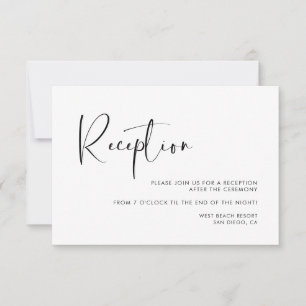 Invitación Recepción de boda elegante y moderna en blanco y n