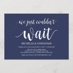 Invitación Recepción de Boda Elopement Azul Marino Rústico