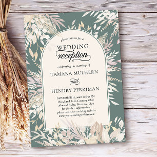 Invitación Recepción de Boda Empotrada Botánica Verde Salvia