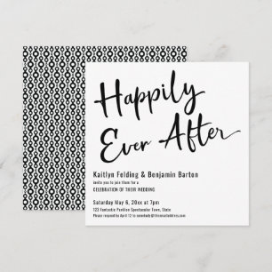 Invitación Recepción de Boda en Blanco y Negro Felices para S