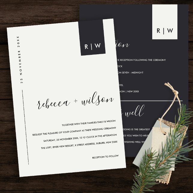 INVITACIÓN RECEPCIÓN DE BODA EN BLANCO Y NEGRO QUE DESEA BIEN (Subido por el creador)