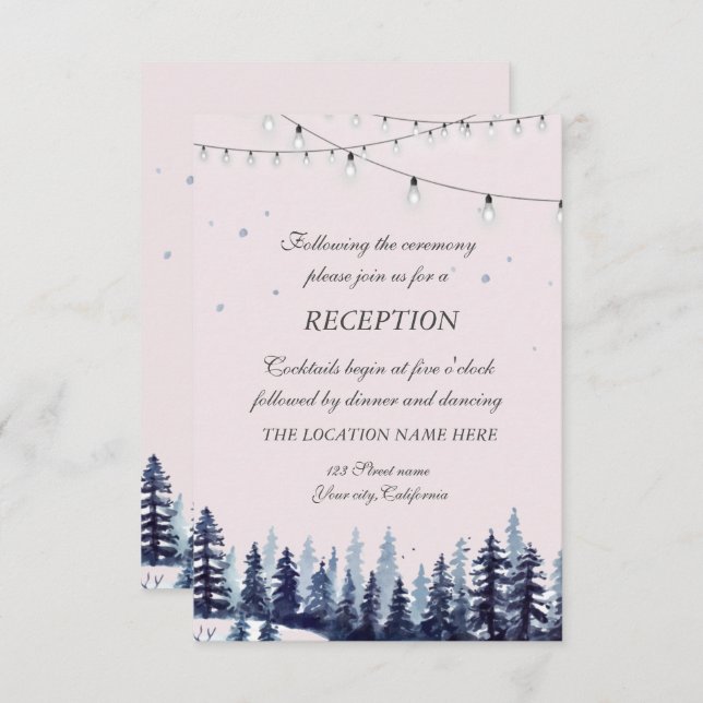 Invitación Recepción de Boda en Bosque, Bosque, Pinos (Anverso / Reverso)