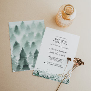Invitación Recepción de Boda en la Montaña Verde y Dorada