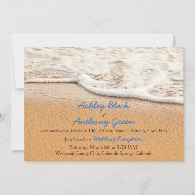 Invitación Recepción de Boda en la Playa del Océano Solamente (Anverso)