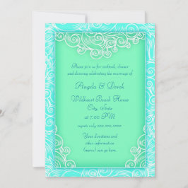 Invitación Recepción de Boda en la Playa Olas Aqua y Verde