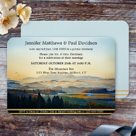 Invitación Recepción de Boda en Montaña Pintada de Azul Polvo
