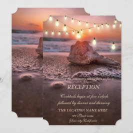 Invitación Recepción de boda en Ocean Beach, Luces de Conchas