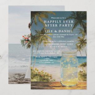 Invitación Recepción de Boda en Playa con Frasco de Mason par