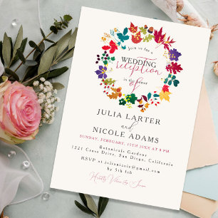Invitación Recepción de boda en prado púrpura mostaza de prim