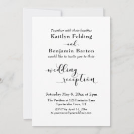 Invitación Recepción de Boda Escritura Sencilla Negra Blanca