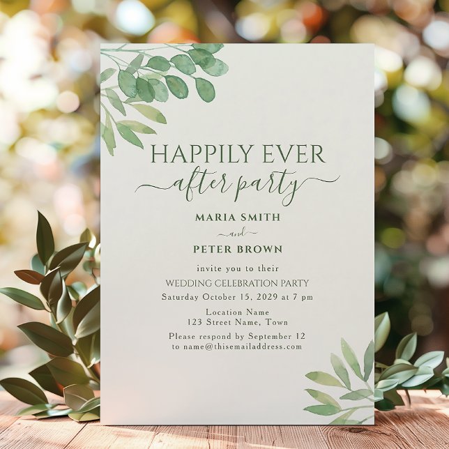 Invitación Recepción de Boda Eucalyptus Felices para Siempre (Subido por el creador)