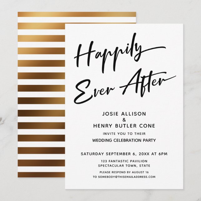 Invitación Recepción de Boda Felices para Siempre + Franja Do (Anverso / Reverso)
