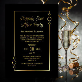 Invitación Recepción de Boda Felices para Siempre Oro Negro