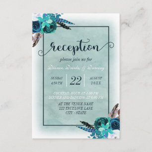 Invitación Recepción de boda floral acuática acuática azul ma