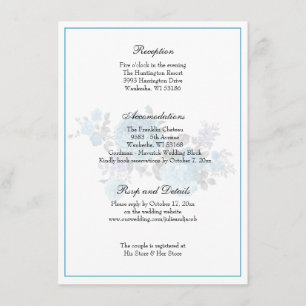 Invitación Recepción de boda floral azul clásica elegante