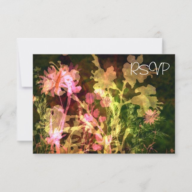 Invitación Recepción de boda floral brillante RSVP (Anverso)