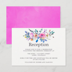 Invitación Recepción de Boda Floral con acuarela de color ros
