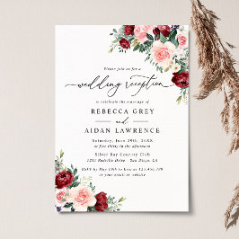 Invitación Recepción de boda floral de acuarela rústica