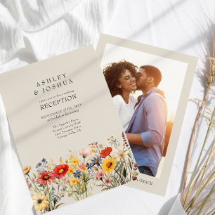 Invitación Recepción de Boda Floral de Flor Silvestre Rústica