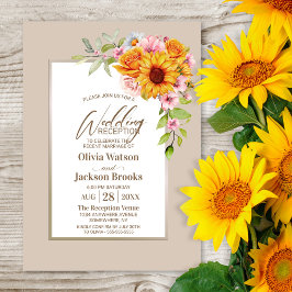 Invitación Recepción de boda floral de girasol