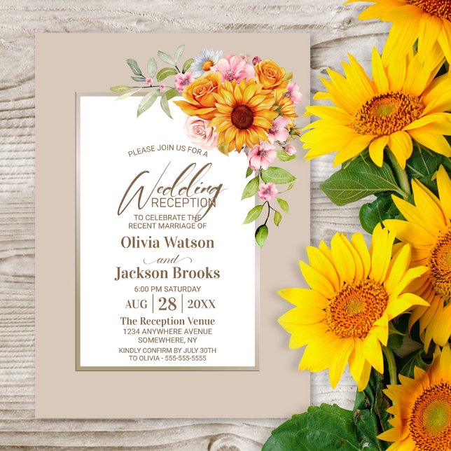 Invitación Recepción de boda floral de girasol (Subido por el creador)