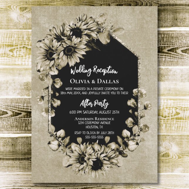 Invitación Recepción de boda floral de girasol campestre (Subido por el creador)
