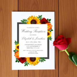 Invitación Recepción de boda floral de girasol rosa al atarde