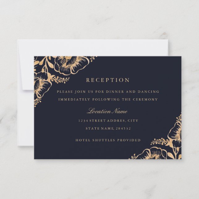 Invitación Recepción de Boda Floral de la Marina de Oro Vinta (Anverso)