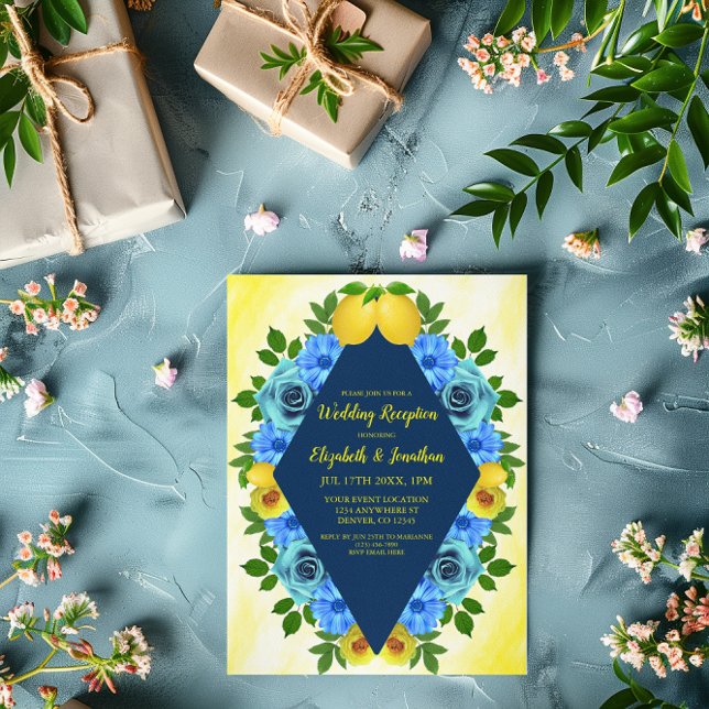 Invitación Recepción de boda floral de limón soleado (Subido por el creador)