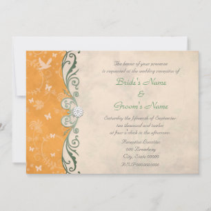 Invitación Recepción de boda floral de naranja mandarina en p
