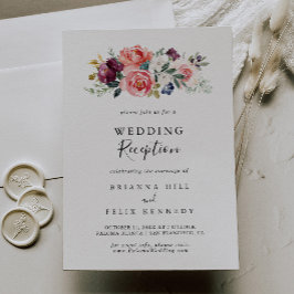 Invitación Recepción de Boda Floral de Verano Tropical y Colo