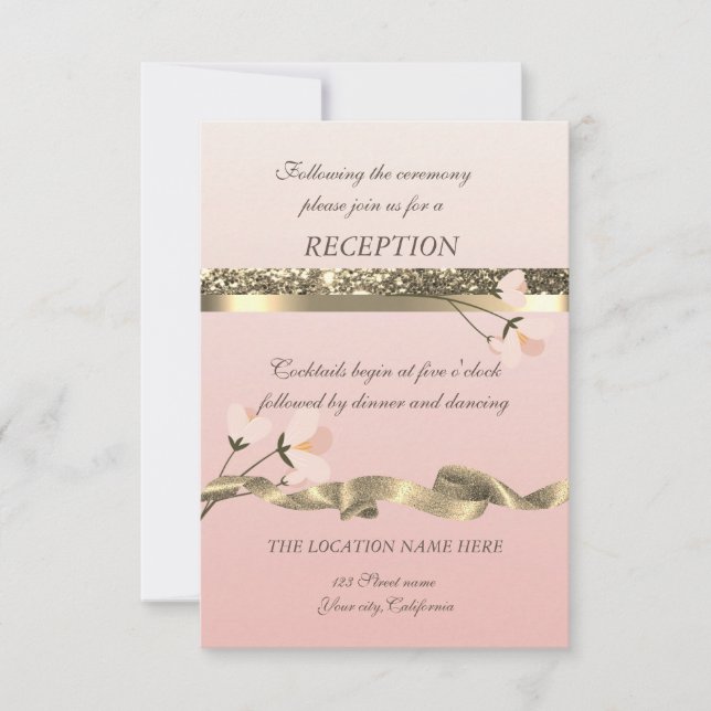 Invitación Recepción de boda floral elegante y con estilo (Anverso)