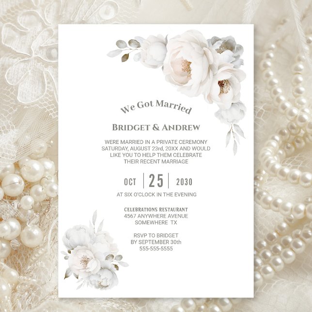 Invitación Recepción de Boda Floral en Invierno Blanco (Subido por el creador)