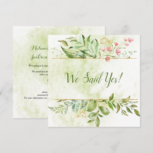Invitación Recepción de Boda Floral Geométrica de Oro Botánic (Anverso / Reverso)