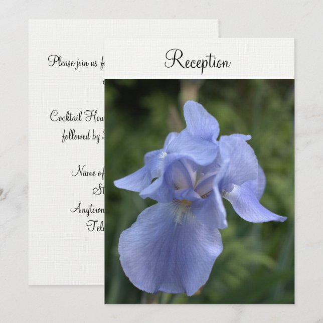 Invitación Recepción de Boda Floral Iris Periwinkle (Anverso / Reverso)