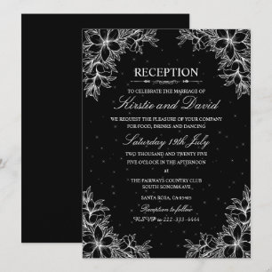 Invitación Recepción de Boda Floral Ornada Blanca