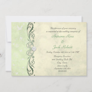 Invitación Recepción de Boda Floral Primaveral Amarillo Verde