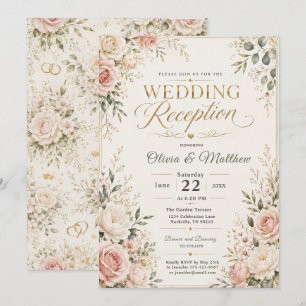 Invitación Recepción de Boda Floral Romántica