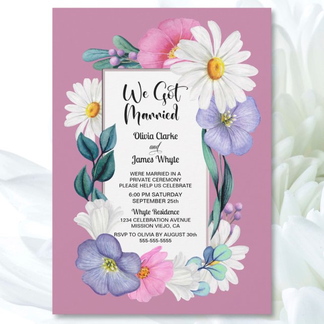 Invitación Recepción de boda floral rosa (Subido por el creador)