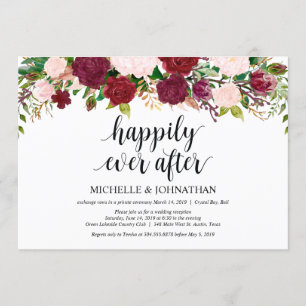 Invitación Recepción de boda floral rosa Marsala