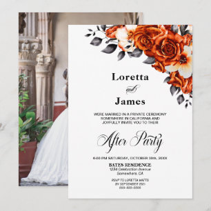 Invitación Recepción de boda floral Rosa Naranja de fotografí