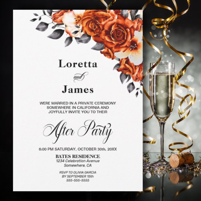 Invitación Recepción de Boda Floral Rosa Naranja quemada (Subido por el creador)