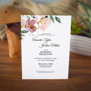 Invitación Recepción de Boda Floral Rosa y Mauve