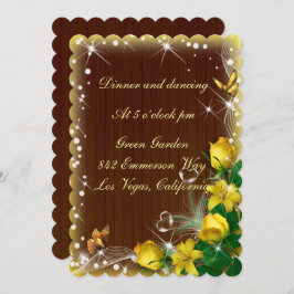 Invitación Recepción de Boda Floral Rústica de Madera Oscura