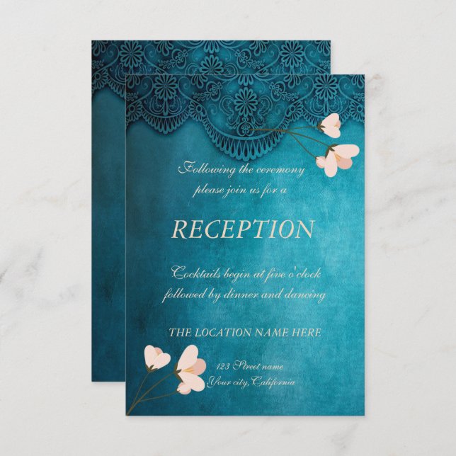 Invitación Recepción de boda floral vintage elegante chic (Anverso / Reverso)